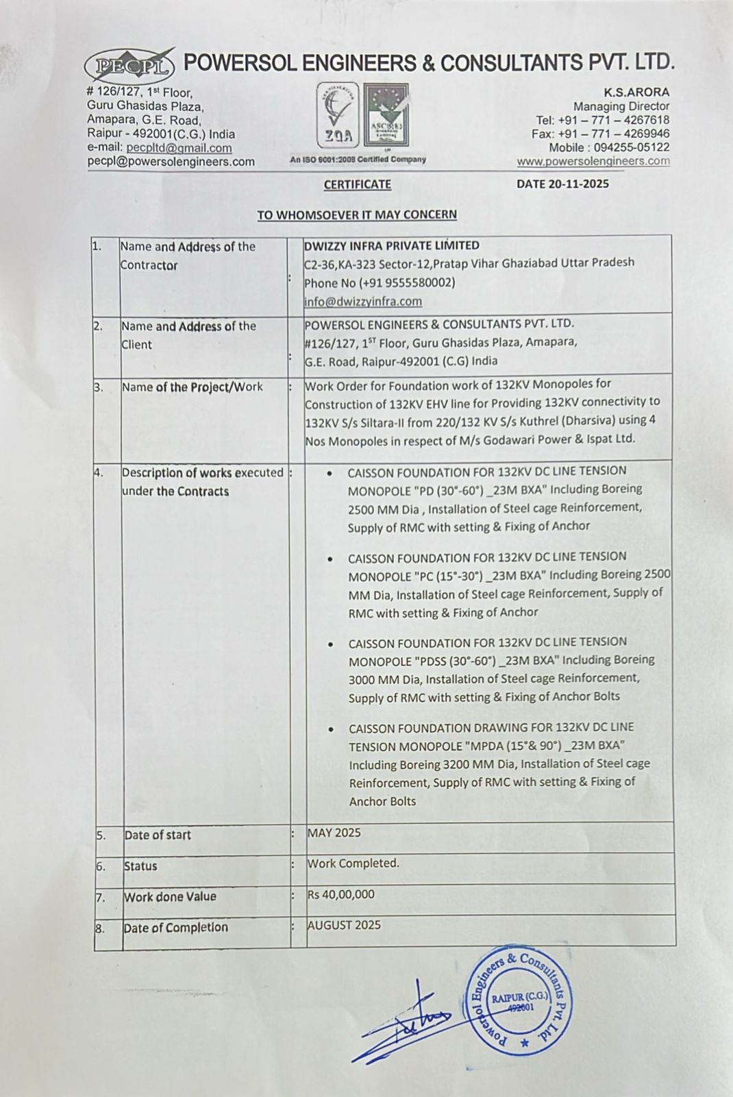 Powersol Certification